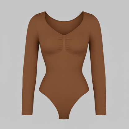 Long Sleeve Gathered Bodysuit | Women's Fashion Top