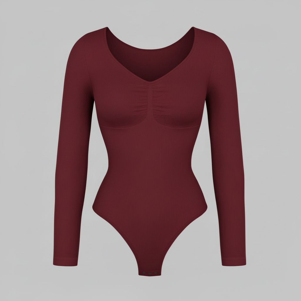 Long Sleeve Gathered Bodysuit | Women's Fashion Top