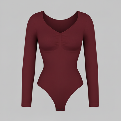Long Sleeve Gathered Bodysuit | Women's Fashion Top