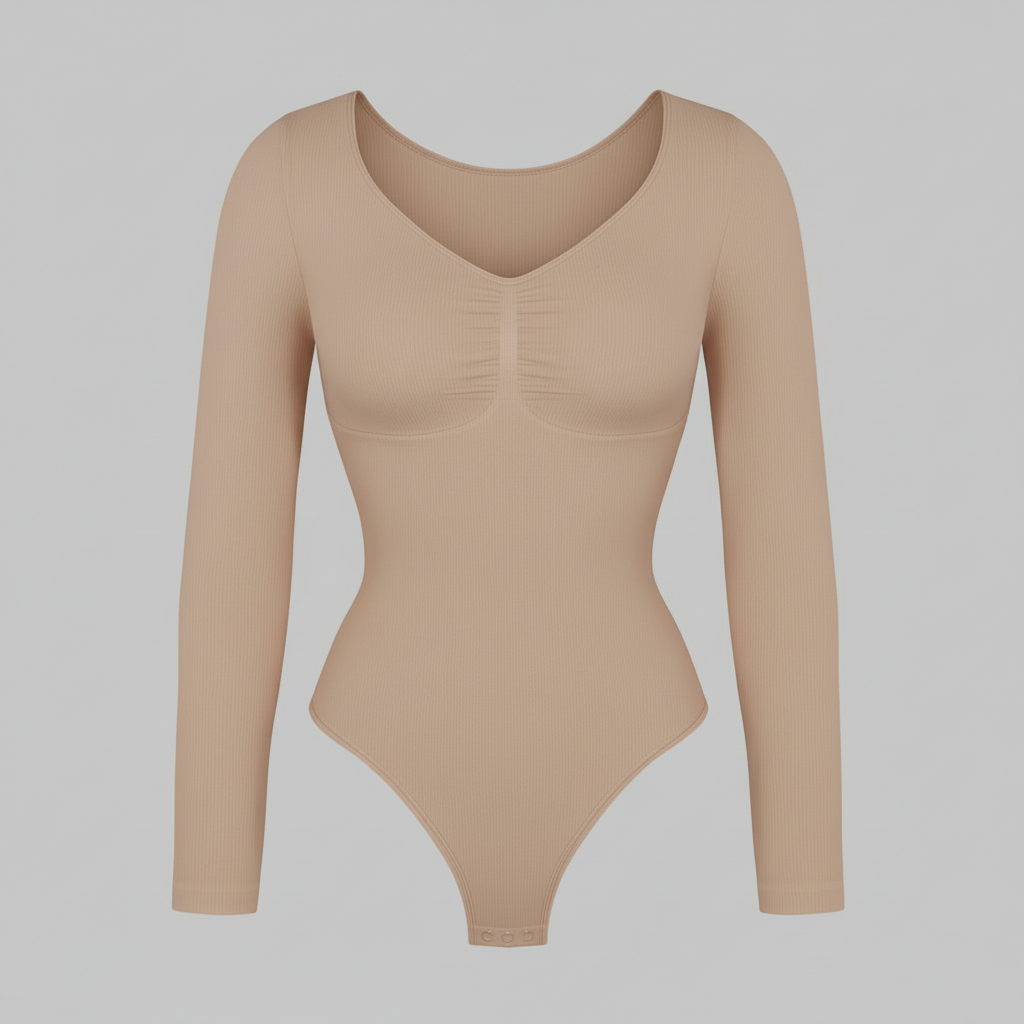 Long Sleeve Gathered Bodysuit | Women's Fashion Top