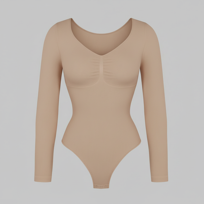 Long Sleeve Gathered Bodysuit | Women's Fashion Top