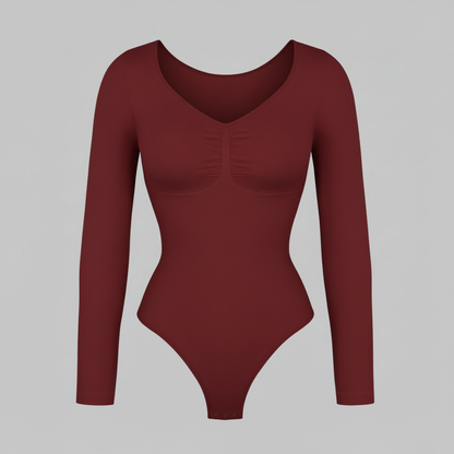 Long Sleeve Gathered Bodysuit | Women's Fashion Top