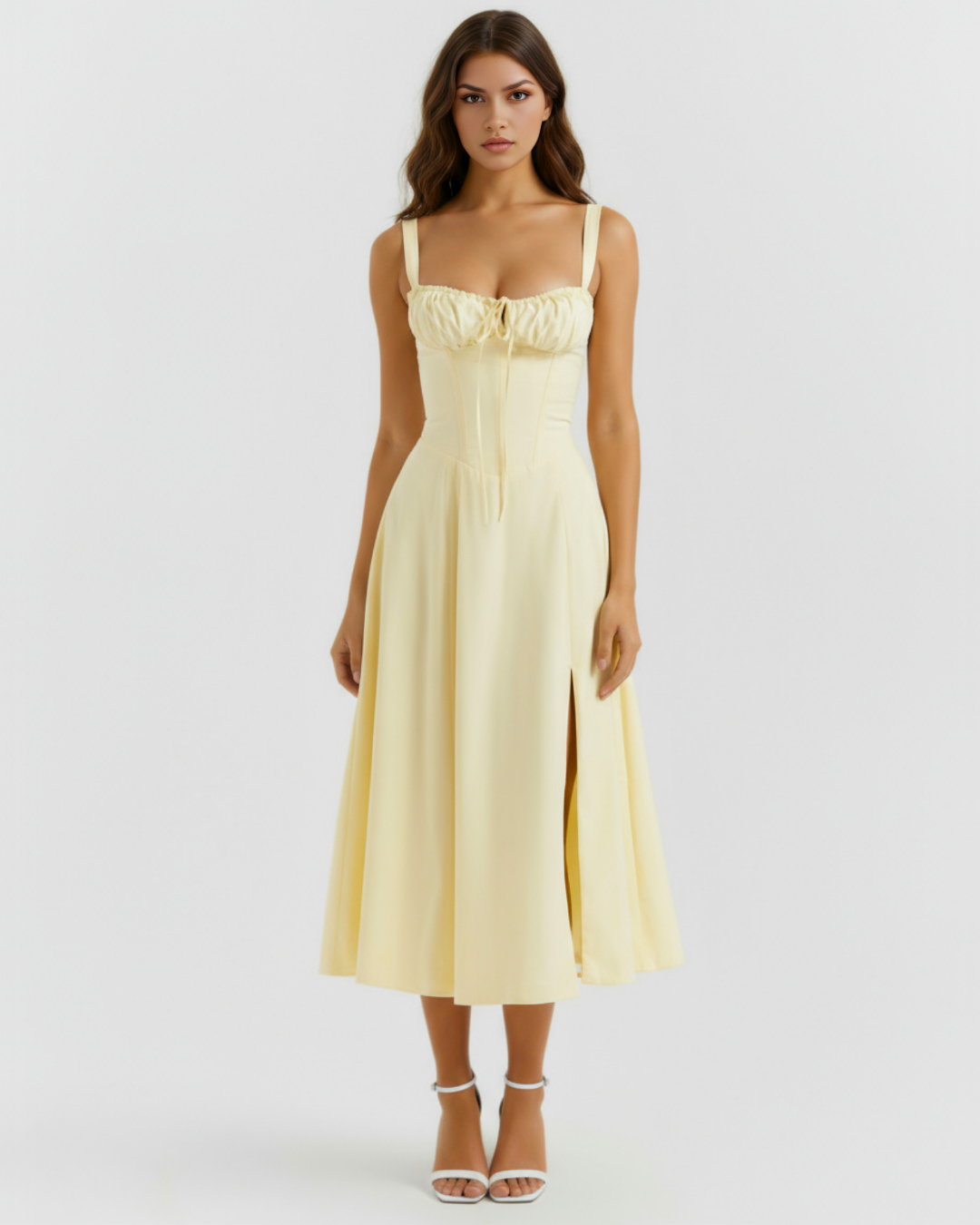 Ava Summer Dress | Stretch Cotton, Corseted Bodice, Lace-Up Back