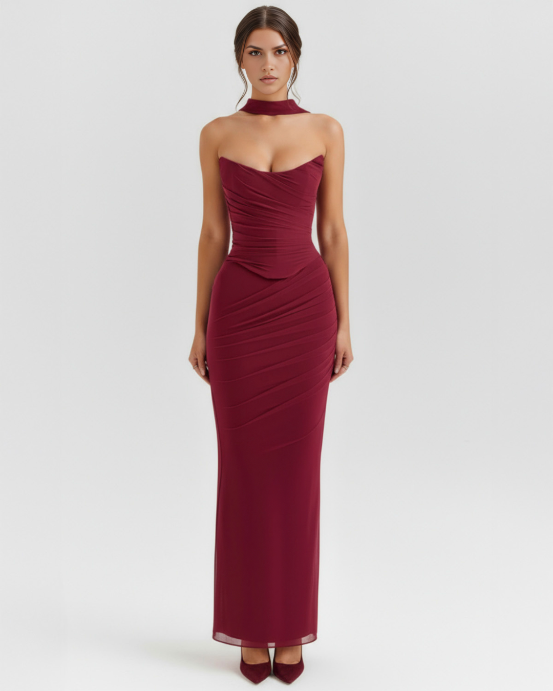 Malu Maxi Dress Set | Soft Stretch Mesh, Elegant Corset and Skirt