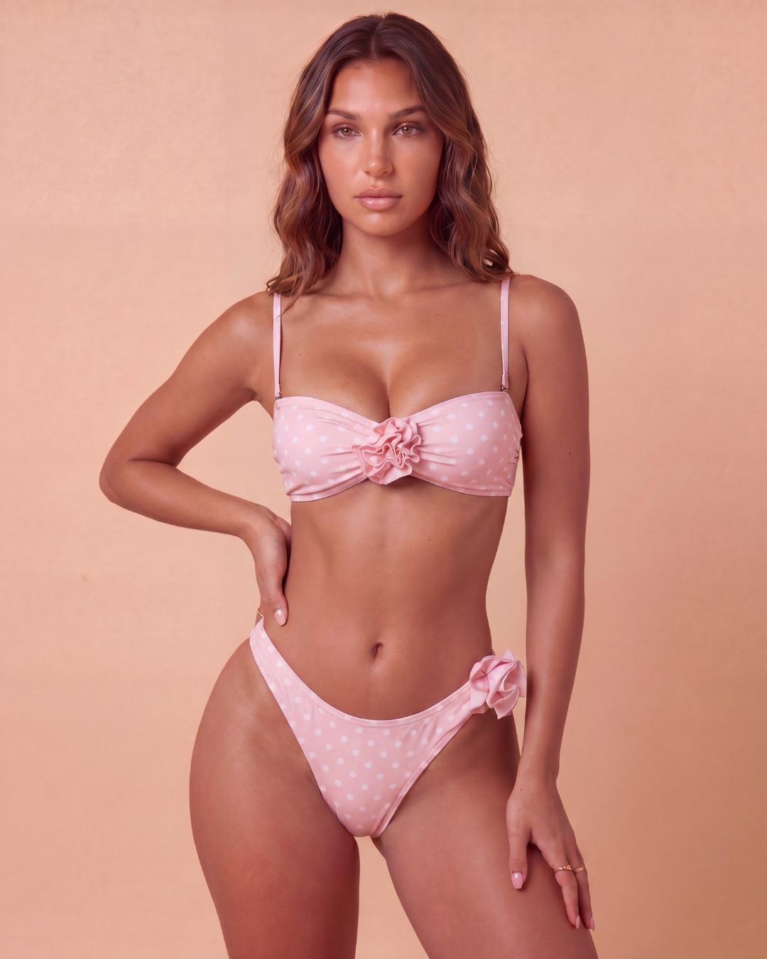 Cleo Bikini Set | Blush Pink, High Cut Bikini Bottoms