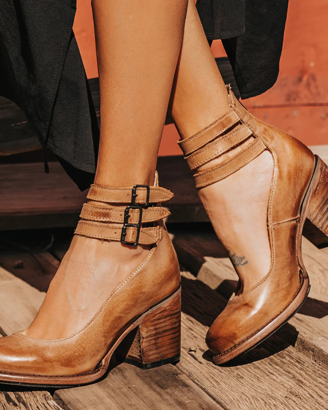 Aubrey Ankle Shoes | Faux, Block Heel