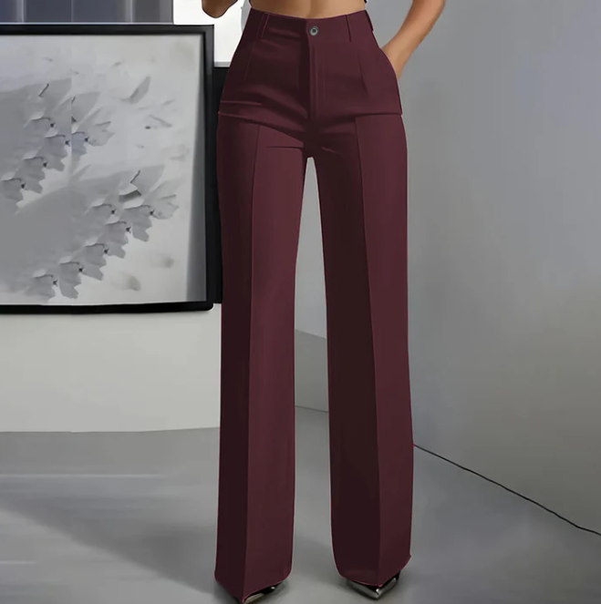 Wina Women's Trousers | High-Waisted, Tailored Polyester 3